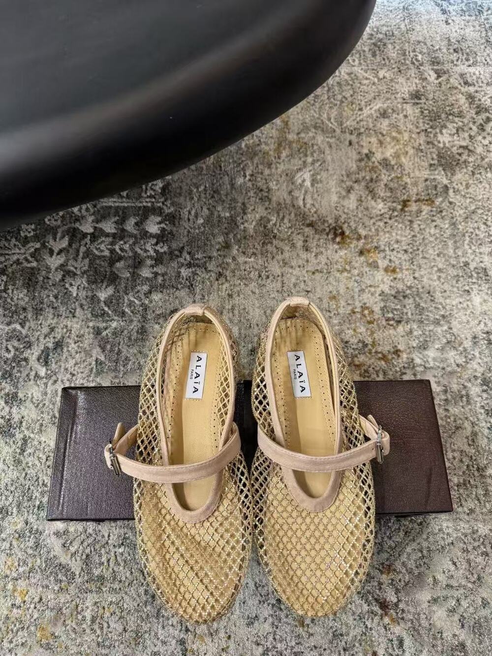Alaia Woven Raffia Mary Jane Flat Sandals